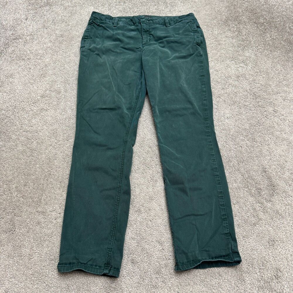 Level 99 Glacier Dark Green Straight Leg Stretch Chino Jeans Womens 30 Casual